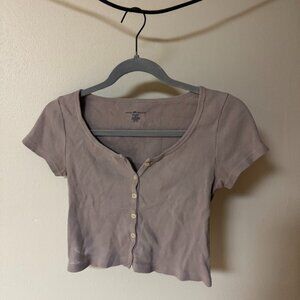 Purple Brandy Melville Cropped button up t-shirt